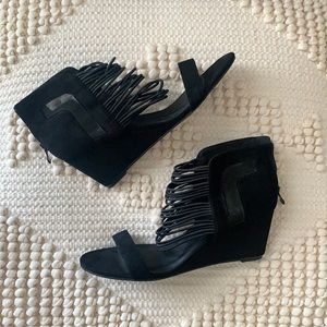 Black strappy wedges - never worn